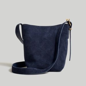 New MADEWELL The Essential Mini Bucket Tote in Navy Suede